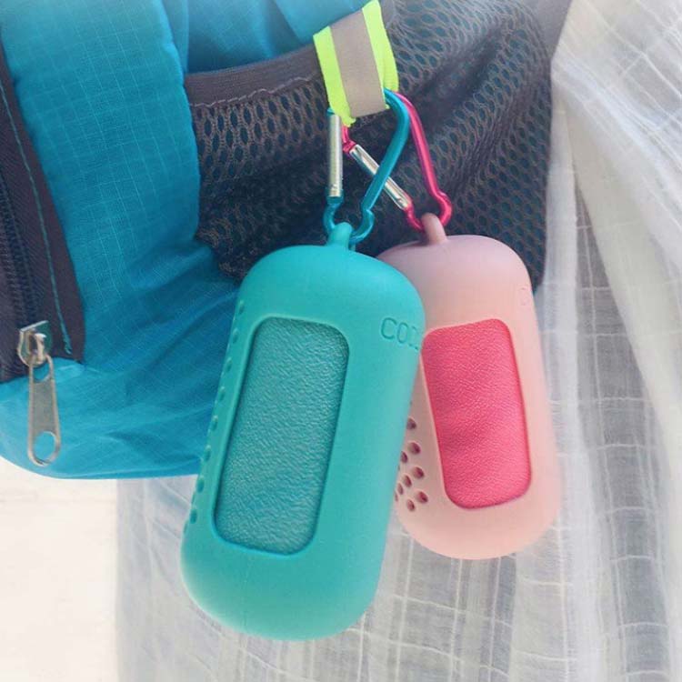 シリコンケース付きで持ち運び便利♪ クールタオル 冷却タオル 冷感タオル ひんやり 涼しい ネッククーラー 熱中症対策 日焼け対策 冷たい タオル