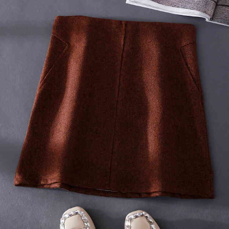 チラ見せ防止裏地付き！Aライン タイトスカート ラシャスカート タイト スカート ミニ 膝上丈 ハイウエスト インナーパンツ付き チラ見せ防止 厚手 秋冬 お洒落 ボトムス