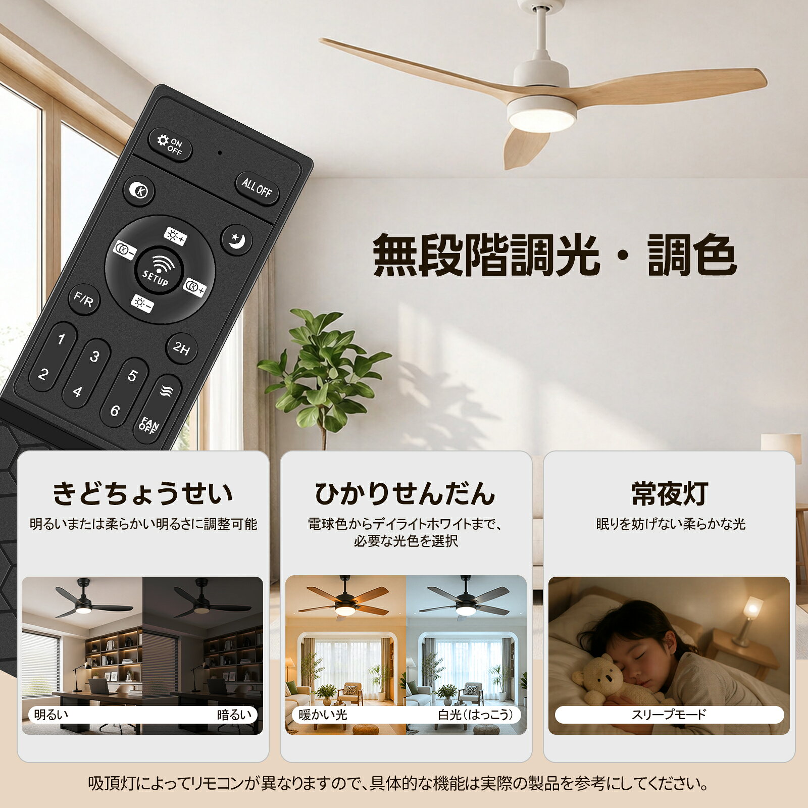 シーリングファンライトリモコン Coizabera 用のリモコン HZX-XD-001 対応 シーリングライトリモコン シーリングファン用 代用リモコン ecoeur555-10002219 ecoeur サンプル画像2