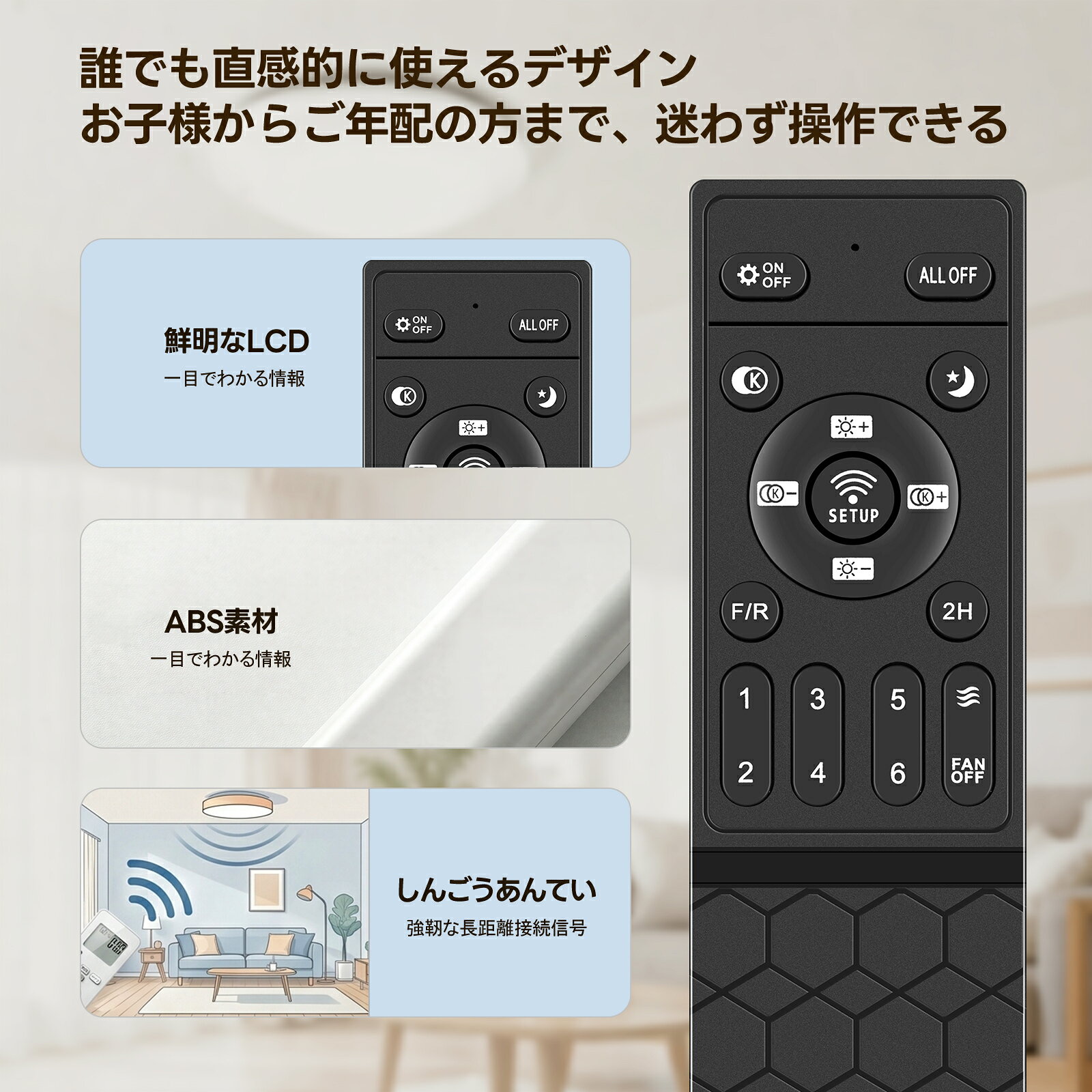 シーリングファンライトリモコン Coizabera 用のリモコン HZX-XD-001 対応 シーリングライトリモコン シーリングファン用 代用リモコン ecoeur555-10002219 ecoeur サンプル画像3