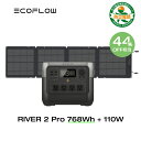 【24Hセール!クーポン併用で65,440円!3/25から】EcoFlow ポータブル電源 ソーラーパネル セット RIVER 2 Pro 768Wh+110W リン酸鉄 長寿命 大容量 1.2hフル充電 蓄電池 発電機 バッテリー 太陽光発電 車中泊 停電 防災グッズ アウトドア キャンプ 節電 エコフロー 母の日