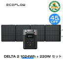 【45%OFFクーポン利用で113,845円!3/29から】EcoFlow ポータブル電源 ソーラーパネル セット DE