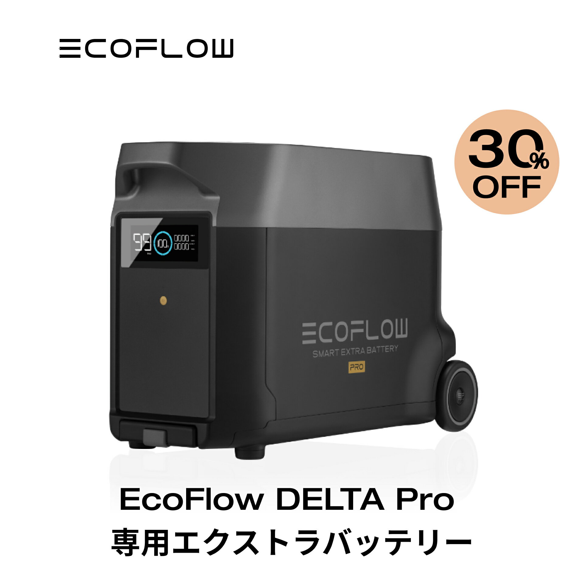 EcoFlow DELTA Pro専用エクストラバッテリー 3600Wh 大容量 ポータブル電源 アプリ対応 急速充電 非常用電源 車中泊 防災グッズ 停電対策 発電機 家庭用蓄電池 バッテリー 拡張バッテリー キャンプ エコフロー