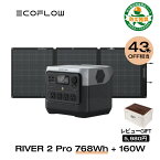 【クーポン併用で71,200円!5/9 20時から】EcoFlow RIVER 2 Pro 768Wh + 160W ポータブル電源 ソーラーパネル セット 蓄電池 発電機 ポータブルバッテリー 急速充電 アプリ対応 車中泊 非常用電源 停電 台風 防災グッズ アウトドア キャンプ エコフロー 母の日