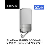 EcoFlow RAPID 5000mAh モバイルバッテリー Qi2対応 ワイヤレス充電 30W急速充電 USB-Cケーブル搭載 折り畳み スタンド搭載 コンパクト 小型 軽量 防災グッズ 2年保証 iPhone Android 各種機器対応