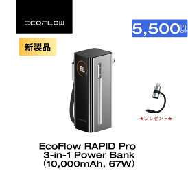 【新製品★クーポン利用で9,990円 7月下旬頃発送予定】EcoFlow RAPID Pro 3-in-1 Power Bank 10000mAh 67W モバイルバッテリー USB-Cケーブル AC充電器 急速充電 多機能 折り畳み式 ACプラグ 小型 液晶ディスプレイ iPhone Switch 2 iPad MacBook エコフロー