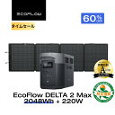 【60%OFFタイムセール★クーポンで125,488円 7/13 20時~】EcoFlow ポータブル電源 ソーラーパネル セット DELTA 2 Max 20...