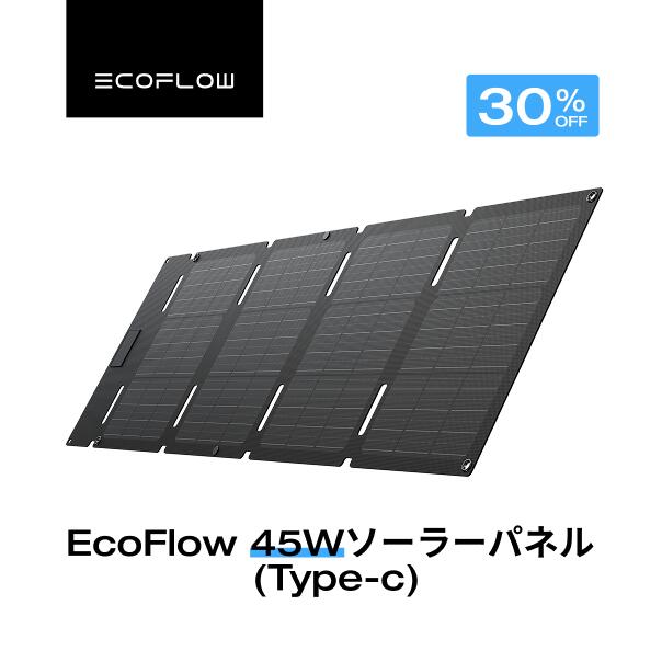 【クーポン利用で11,550円 6/14~】EcoFlow ソーラーパネル 45W(Type-C) ソーラー充電器 太陽光発電 太陽光パネル ソーラーチャージャー 折り畳み 25%高変換率 蓄電池 IP68 防水防塵 コンパクト 車中泊 キャンプ 節電 停電 防災 台風 エコフロー