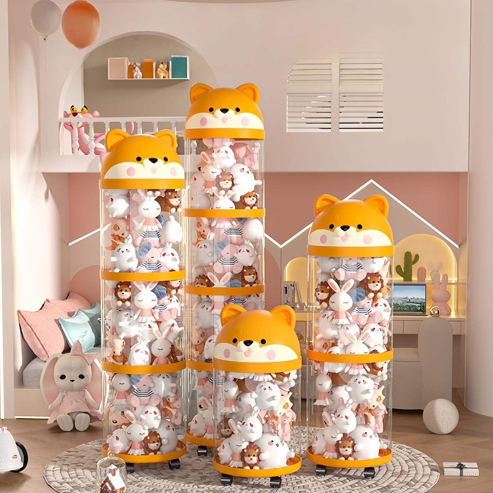 【ブラックフライデー先行!15%OFF!】【ぬいぐるみ収納 円柱型 大容量 透明ケース】 防塵・防湿 ぬいぐ..