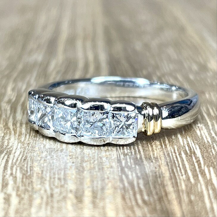 照り輝き抜群！Pt900/K18 プラチナ 18K 18金 ダイヤ デザイン リング 6.30g M1956 ...