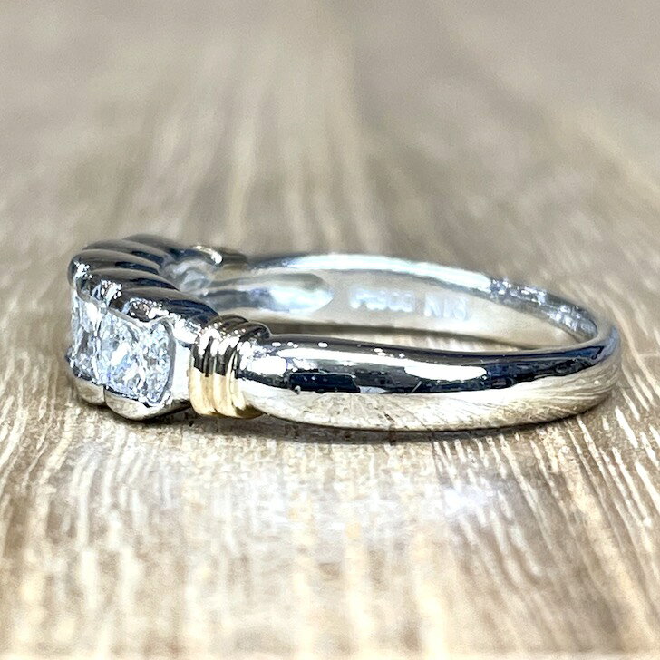 照り輝き抜群！Pt900/K18 プラチナ 18K 18金 ダイヤ デザイン リング 6.30g M1956 ...