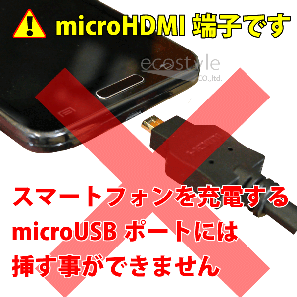 microHDMIケーブル 3mmicroHDMI - HDMI高品質 離れていても操作しやすい！HDMIマイクロ プラグ/タイプD（microHDMI端子）搭載スマホ対応3D映像対応（1.4規格）/イーサネット/HDTV(1080P)対応