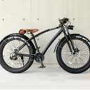 ファットバイク ビーチクルーザー 自転車 26インチ FATBIKE シマノ21段変速 ディスクブレーキ レザーサドル＆バッグ 自転車 通販【送料無料】但し沖縄・離島は除く