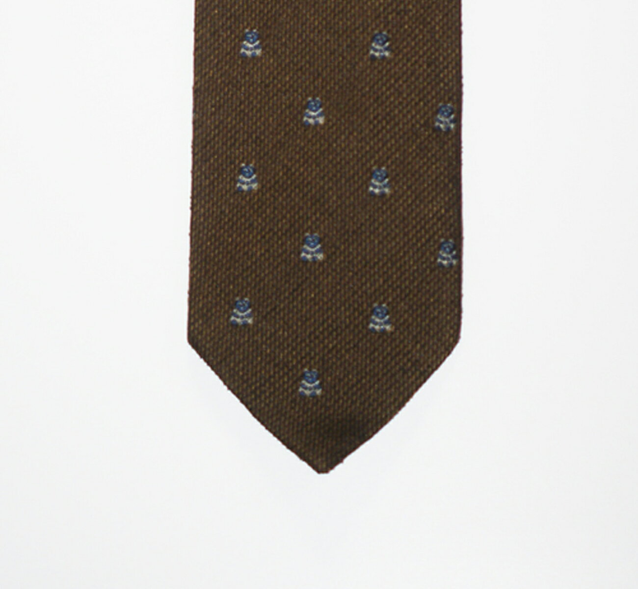 724 絹100% ネクタイ 茶系動物柄 剣先9.5センチ