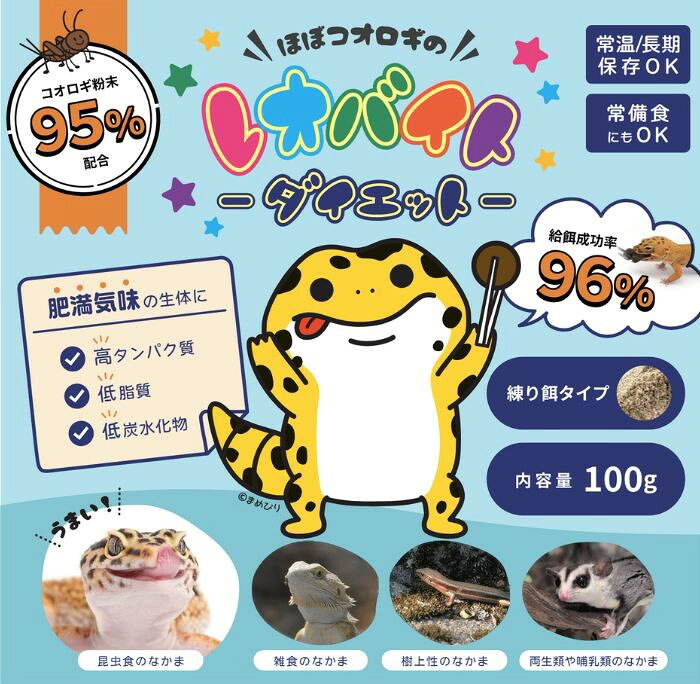 エコロギーの【公式】レオバイト ダイエット(100g）〜 肥満やぽっちゃりなレオパードゲッコー(ヒョウモントカゲモドキ) 爬虫類向けの人工フード〜 コオロギ粉末95%だから食いつき 虫以外の人工餌をお探しの方に｜アングル2