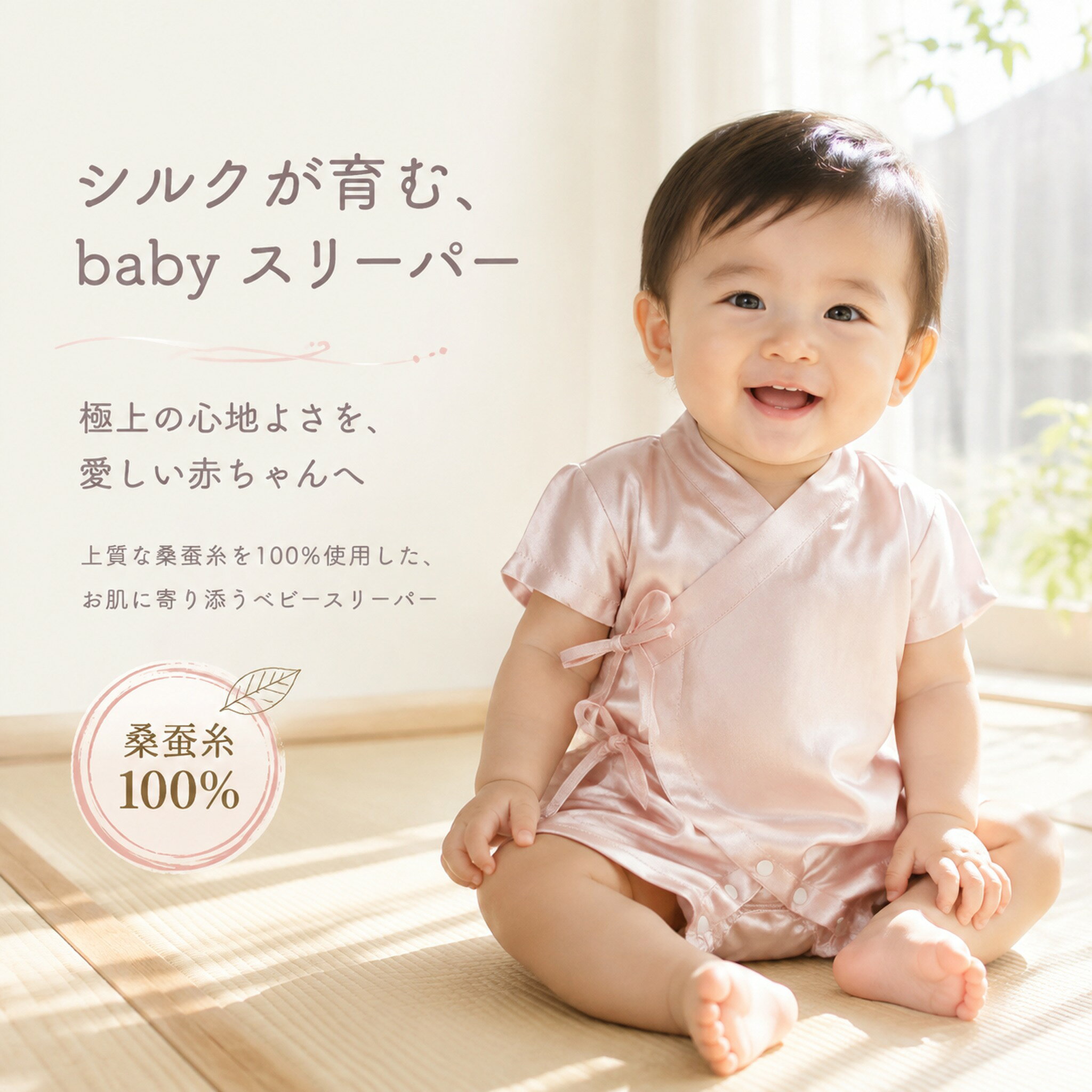 素材 【桑蚕糸100%】 111 カラー 【アイボリー】【アイスブルー】【ベールピンク】【ゴールデンシャンパン】 111 サイズ 【66cm】【73cm】【80cm】【90cm】【100cm】 111 111 商品特徴 高品質の桑蚕糸100%素材を採用して、素肌に触れても心地いい、お肌が敏感な赤ちゃんでも安心して使用できます。赤ちゃんを優しく包み込み、お腹を温め、安心感を与えます。生地の熱分散が速く、サラッととした肌触りです。 まったく新しいデザインが登場し、これまでとは一味違う着心地をお届けします。斜め襟のデザインにより、幼児の首の肌に摩擦が生じません。優しく肌を守ります。 ボタン仕様になっており、着脱が非常に簡単で、おむつを替える際も、スリーパーを完全に脱がせる必要はありません。操作が簡単で、ママの負担を軽減します。 無ホルム、無蛍光素材を採用、細菌の繁殖を自然に抑えて、乳幼児にも安心して使えます。お肌が敏感な赤ちゃんでも安心して使用できます。 0～3歳くらいまで着用可能で、ゆったりサイズで長く使える！洗濯後は強く絞らず、日陰の風通しの良い場所で干すことをお勧めします。 111 関連キーワード スリーパー スリーパー 幼児 フリース 大きめ 温度調整 なめらか ベビー 子供 通年 保温性 通気性 柔らかい お昼寝 薄手 ふんわ あかちゃん キッズ 温かい 袖なし 桑蚕糸100% シルク ベビー スリーパー赤ちゃん 寝袋 横開き スリーパー キッズ 寝汗 敏感肌り 大きめサイズ おむつ替え キッズスリーパー 速乾タイプ 冷房対策 幼稚園 小学生 おすすめ 柔らかく 送料無料 肌触りいい パジャマ 赤ちゃん 寝具シリーズ スナップボタンタイプ 軽い めくれ防止 着脱簡単 ゆったり おむつ替えもスムーズ 2歳 3歳 寝冷え防止 新生児 ふわふわ 快適 おくるみ 出産祝い プレゼント ギフト ベスト シンプル 寝返り 簡単 しっかり寝汗吸収 ボタン 寝汗 冷え 防止 男の子 女の子 ブランケット 吸水性 かわいい刺繍 お昼寝 大人気 111 ご注意 ※お客様のモニターを通してご覧になって頂いている為、 実物を蛍光灯や自然光の下でご覧になった場合と色味が異なる場合がありますので、 ご理解の上ご購入頂きますようお願い致します。