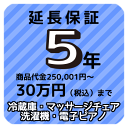 5年延長保証　商品代金250,001円〜30万円（税込）まで