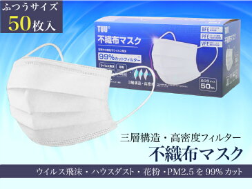 マスク 50枚入 箱 不織布マスク 白 ホワイト プリーツ プリーツマスク ふつうサイズ 大人用 使い捨てマスク 使い捨て ノーズワイヤー 花粉症 ほこり PM2.5 ウイルス 立体 使い捨て プリーツ 在庫あり 即納 送料無料