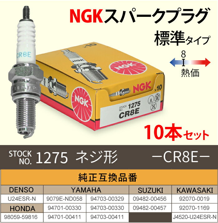 NGK スパークプラグ CR8E ネジ 1275 10本セット バイク プラグ 点火プラグ カタナ バンディット ギア マジェスティ Ninja 2