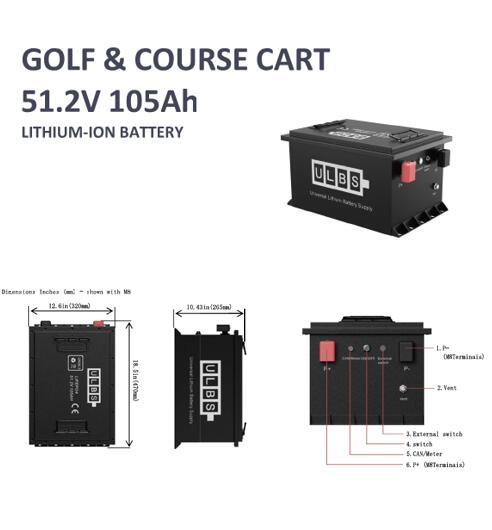 ゴルフカード用 リチウム バッテリー セット 51.2V 105Ah