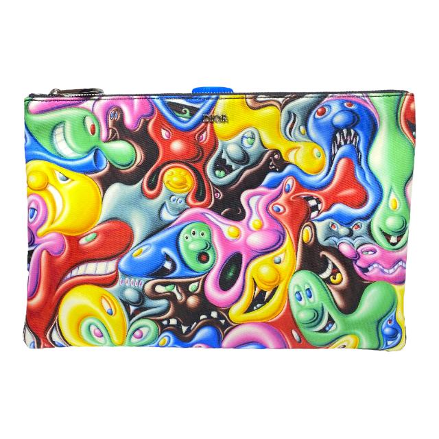 クリスチャンディオール ディオール Dior KENNY SCHARF ケニー シャーフ コラボ ポーチ 小物入れ グラフィックプリント ナイロン マルチカラー