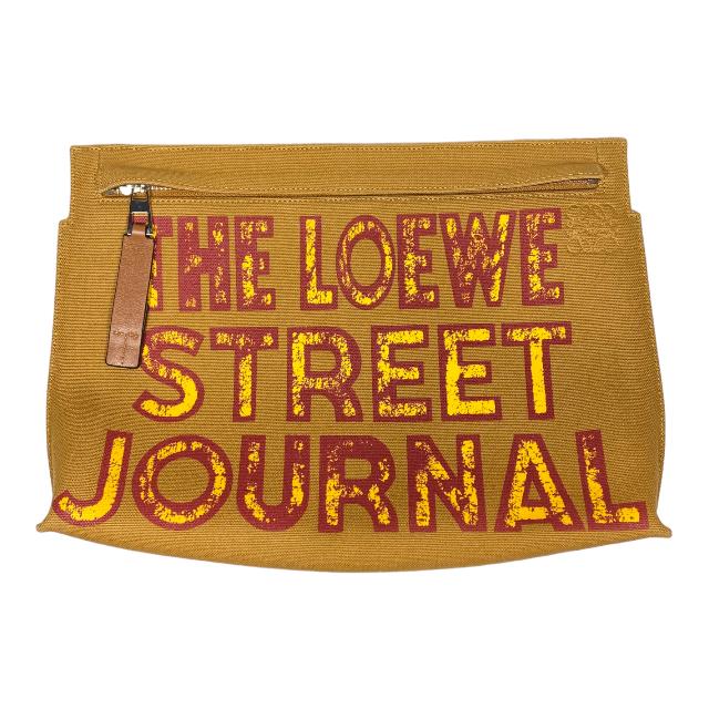 ロエベ セカンドバッグ メンズ ロエベ STREET JOURNAL ストリートジャーナル キャンバス クラッチバッグ セカンドバッグ ポーチ ロゴ ブラウン レザ