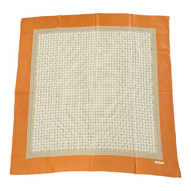 シャネル 大判 スカーフ 小物 総柄 シルク ロゴ ブラウン系 マルチカラ―