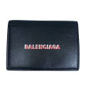 バレンシアガ 財布（メンズ） バレンシアガ 594312 キャッシュミニウォレット 三つ折り財布 折り財布 コンパクト ロゴ レザー ブラック