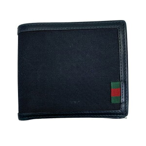グッチ 237359 財布 二つ折り財布 折り財布 コンパクト レザー キャンバス ブラック