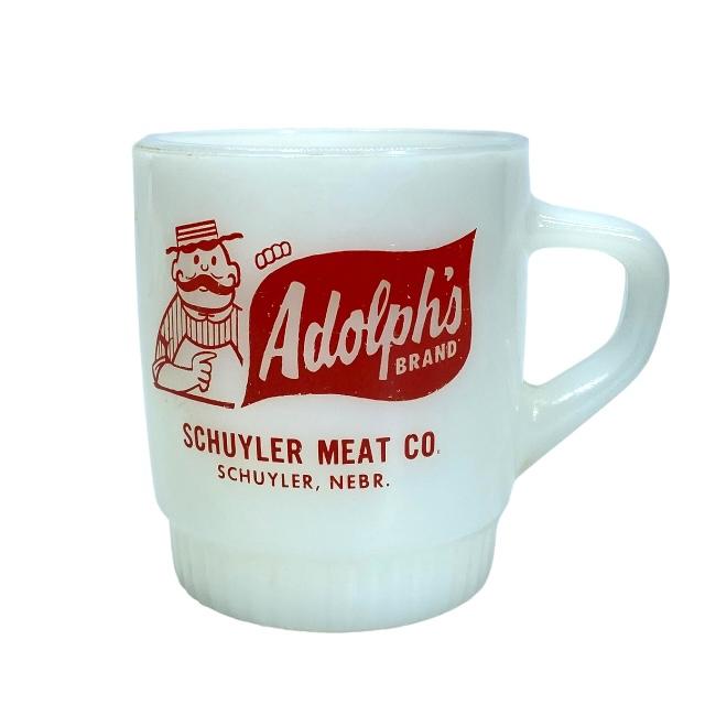 Fire-King ファイヤーキング マグカップ コップ 食器 ヴィンテージ 小物 ガラス ホワイト レッドのサムネイル