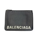 BALENCIAGA バレンシアガ 579857 クラッチバッグ セカンドバッグ 手持ち鞄 ロゴ レザー ブラック ホワイト