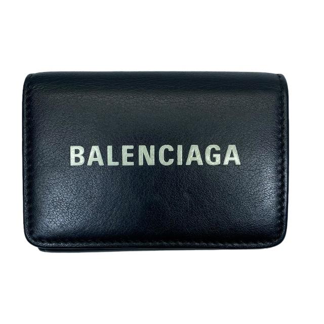 バレンシアガ 財布（メンズ） BALENCIAGA バレンシアガ 551921 1000 X 527545 EVERYDAY エブリデイ ミニウォレット 財布 三つ折り財布 ロゴ レザー ブラック ホワイト