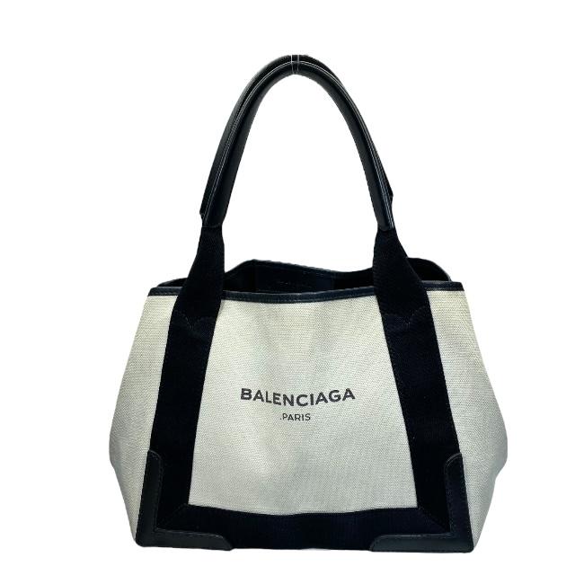 ハンドバッグ BALENCIAGA バレンシアガ 339936 ネイビーカバス ハンドバッグ トートバッグ 手持ち鞄 肩掛け ロゴ キャンバス アイボリー ブラック