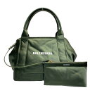 BALENCIAGA バレンシアガ 339933 ネイビー カバS トートバッグ ハンドバッグ 手持ち鞄 ロゴ ナイロン カーキ ポーチ付き