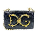 【未使用美品】DOLCE＆GABBANA ドルチェ&ガッバーナ D&G ドルガバ チェーンバッグ ショルダーバッグ DGロゴ クロコ型押し ブラック