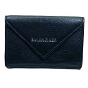 バレンシアガ 三つ折り財布 メンズ BALENCIAGA バレンシアガ 391446 財布 三つ折り財布 折り財布 コンパクトウォレット ミニ財布 ロゴ レザー ブラック 黒