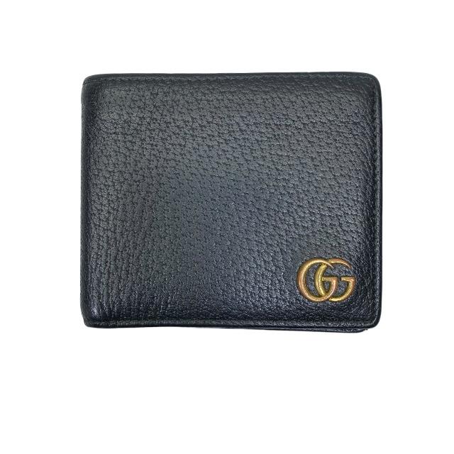 グッチ 革二つ折り財布 メンズ GUCCI グッチ 473960 GGマーモント 二つ折り財布 折り財布 レザー ブラック 黒 メンズ