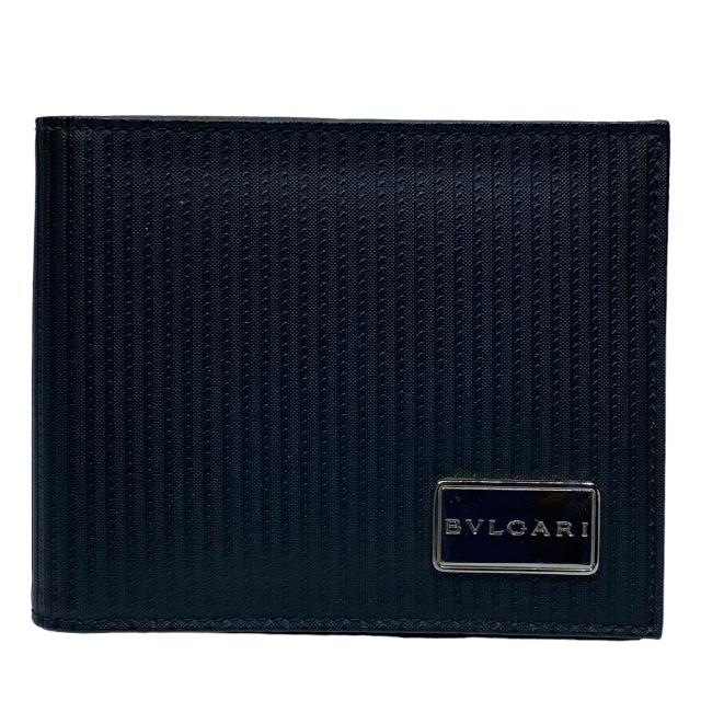ブルガリ 二つ折り財布（メンズ） BVLGARI ブルガリ ミレリゲ 財布 二つ折り財布 折り財布 ミディアムウォレット 札入れ ロゴ ブラック