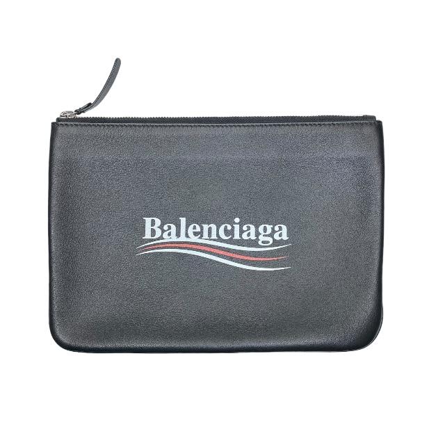 BALENCIAGA バレンシアガ 516358 エブリデイ ポーチ クラッチバッグ クラッチポシェット ロゴ レザー ブラック