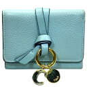 Chloe クロエ ALPHABET MINI 財布 三つ折り財布 コンパクトウォレット 折り財布 ミニ財布 ロゴ レザー ライトブルー系(4)