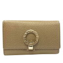BVLGARI ブルガリ 6連 キーケース キーリング コンパクト ロゴクリップ レザー グレージュ(4)