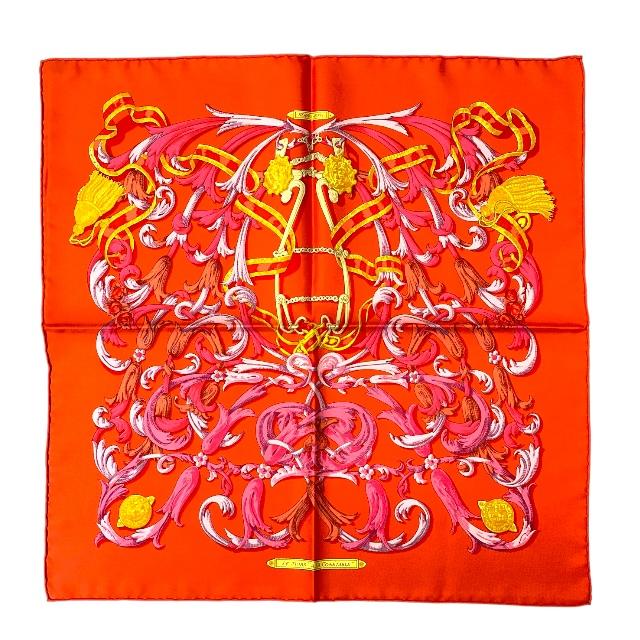 【美品】HERMES エルメス プチカレ ミニスカーフ ポケットチーフ ハンカチーフ LE MORS A LA CONETABLE 轡の気品 シルク