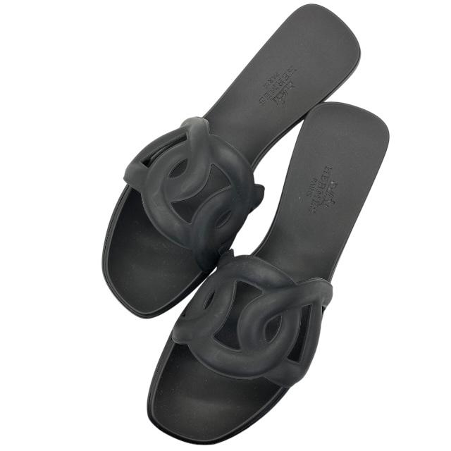 HERMES エルメス アロハ シェーヌダンクル フラットサンダル シューズ ラバー ブラック 黒 [サイズ 34 (約21cm)]のサムネイル