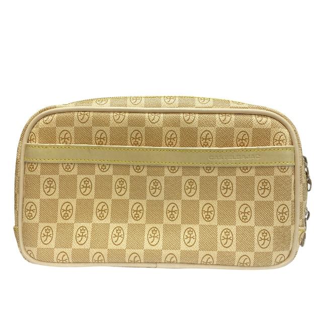 CASTELBAJAC カステルバジャック ウエストバッグ ボディバッグ 斜め掛け 肩掛け 総柄 ロゴ レザー ベージュ