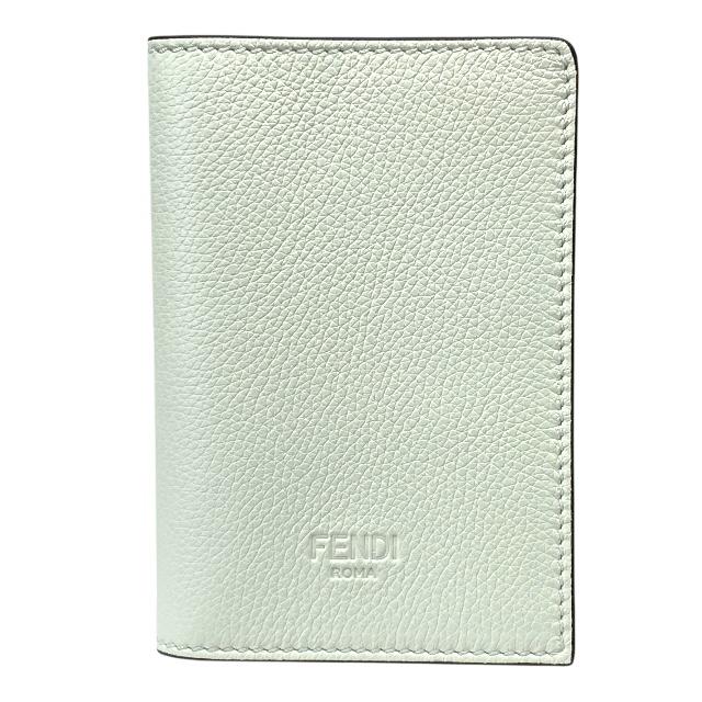 【美品】FENDI フェンディ 手帳カバー 手帳ケース 小物 二つ折り ロゴ コットン ホワイト 白