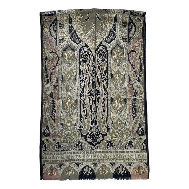 ETRO エトロ スカーフ ストール ショール アクセサリー 小物 ペイズリー柄 総柄 ウール シルク ブラック マルチカラー