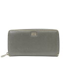 DOLCE&GABBANA ドルチェ&ガッバーナ 長財布 財布 ロングウォレット ラウンドファスナー ロゴ レザー グレー系