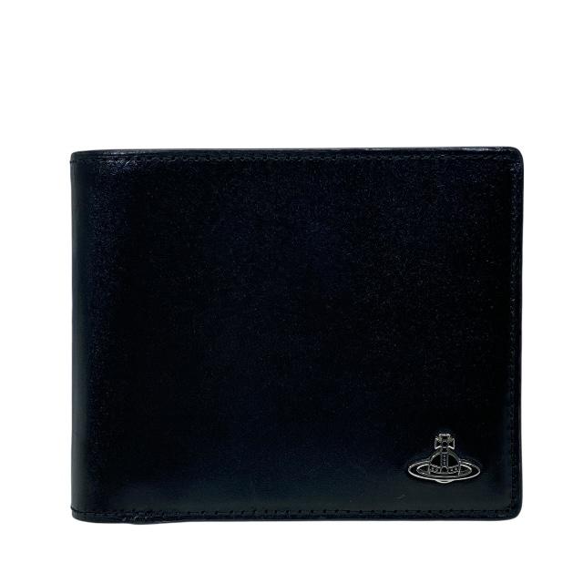 Vivienne Westwood ヴィヴィアンウエストウッド 財布 二つ折り財布 折財布 コンパクトウォレット ロゴ レザー ブラック