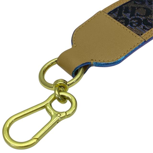 【美品】SEE BY CHLOE シーバイクロエ ショルダーストラップ バッグ用アクセサリー 小物 総柄 キャンバス レザー ベージュ ブルー系