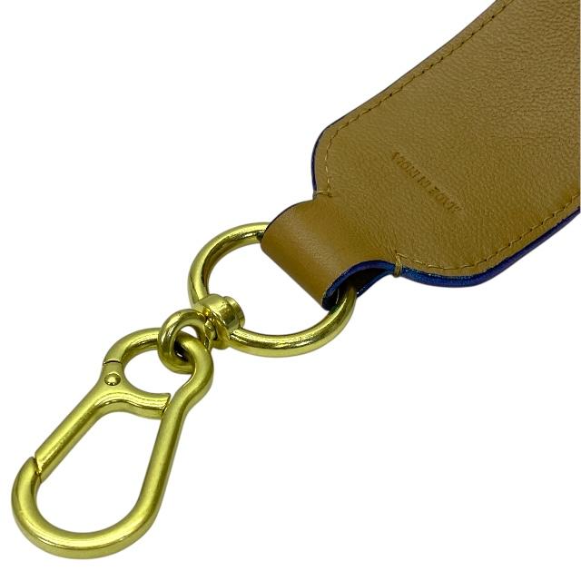 【美品】SEE BY CHLOE シーバイクロエ ショルダーストラップ バッグ用アクセサリー 小物 総柄 キャンバス レザー ベージュ ブルー系